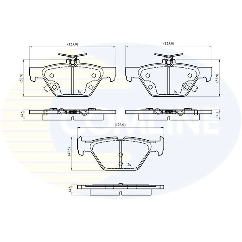 Comline 4 x Rear Brake Pad Set fits Subaru Levorg 2015 on 1.6