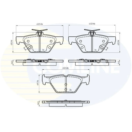 Comline 4 x Rear Brake Pad Set fits Subaru Levorg 2015 on 1.6