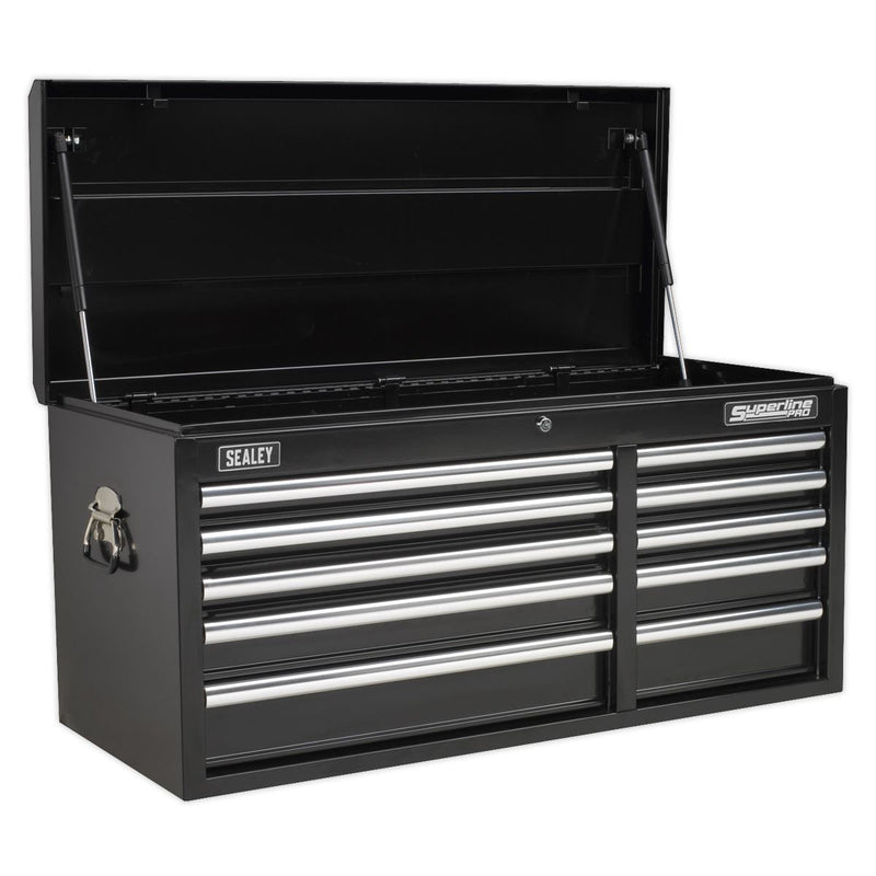 Sealey Topchest 10 Drawer with Ball-Bearing Slides Heavy-Duty Black AP41110B Sealey - Dynamic Drive