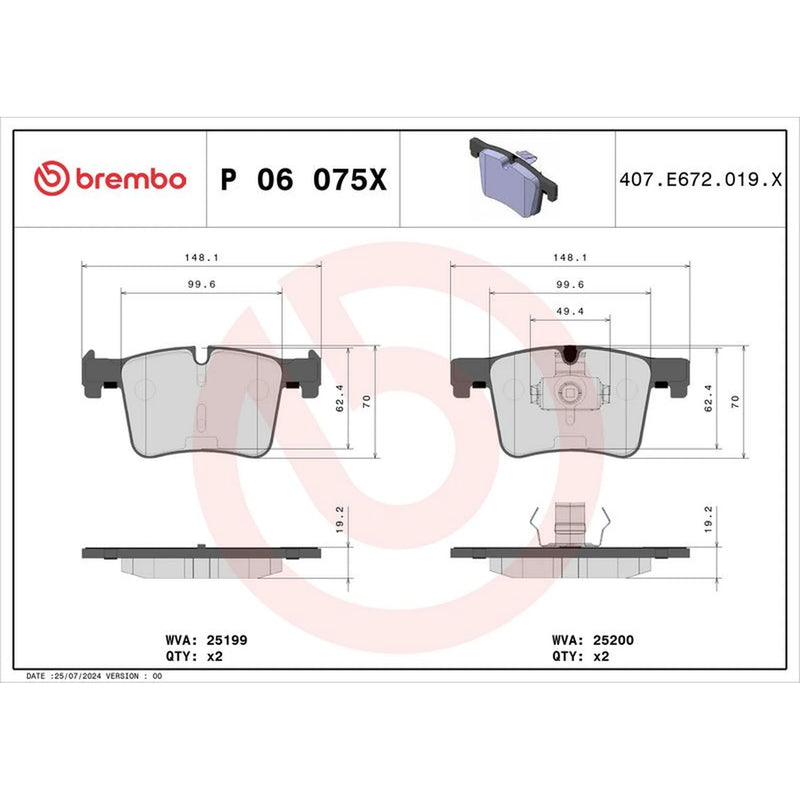 Brembo 4 x Front Brake Pad Set fits BMW 1 Sports Hatch 2011-2019