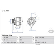 Bosch Car Alternator 12V fits Toyota Yaris/Vitz 2002-2005 1.0 1.3