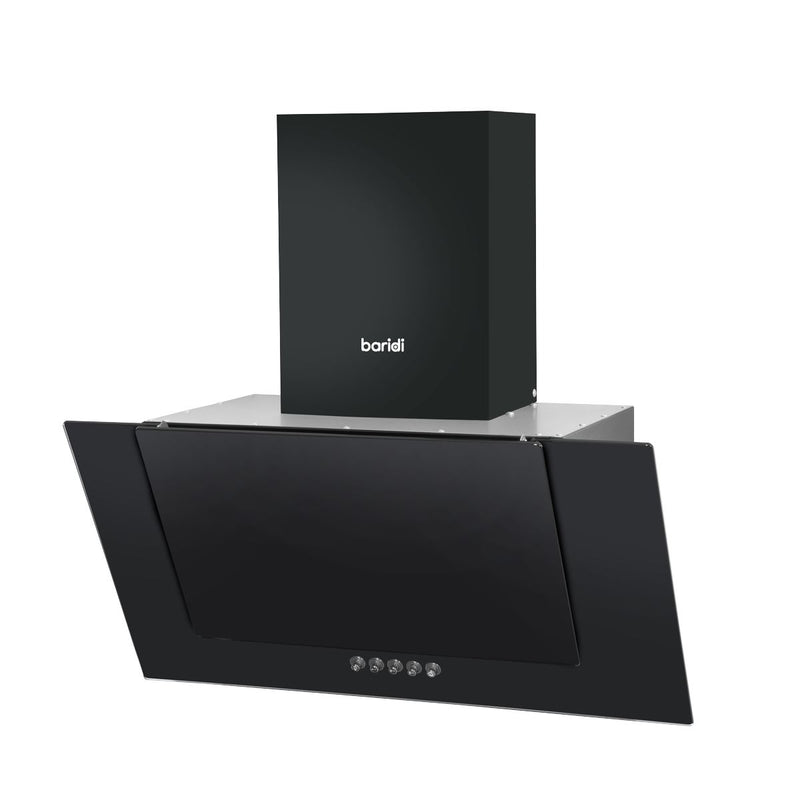 Baridi Angled Chimney Cooker Hood with Carbon Filters & LED Lamp - Black Glass Baridi - Dynamic Drive