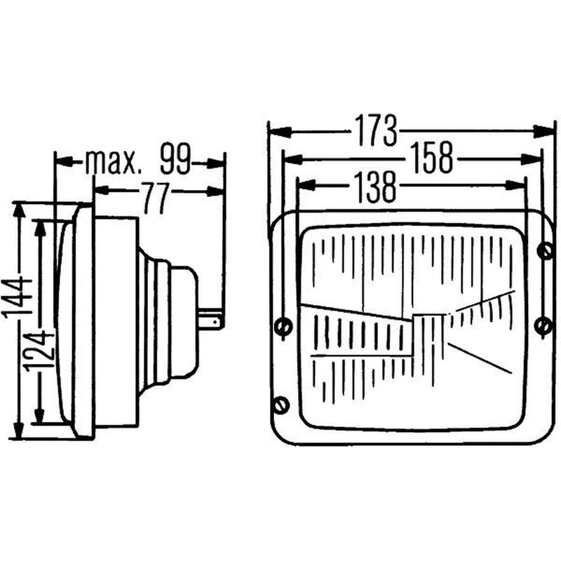 Hella Headlight Headlamp R2 (Bilux) Left