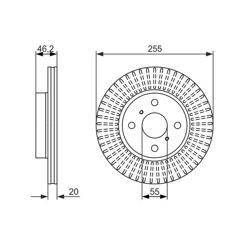 Bosch Front Brake Vented Discs & Pads fits Toyota Iq 2009-2015 1.0 1.33 1.4