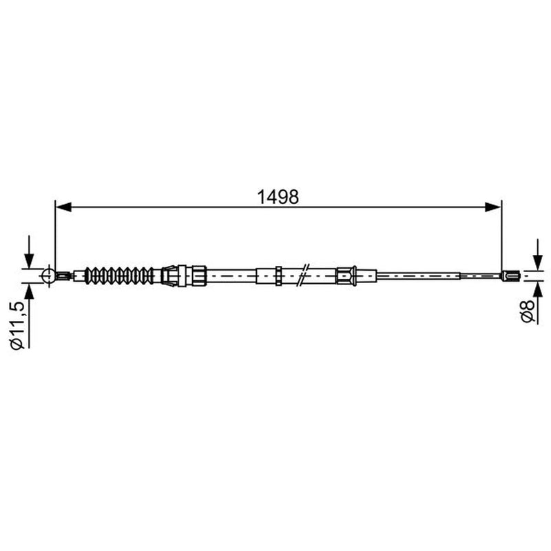 Bosch Handbrake Cable Left Rear fits VW Beetle 2011-2019 1.2 1.4 1.6 2.0