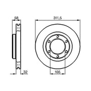 Bosch 2 x Brake Discs fits Toyota Land Cruiser 80 1990-1997 4.2 4.5