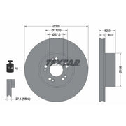 Textar 2 x Vented Front Brake Discs 92056600
