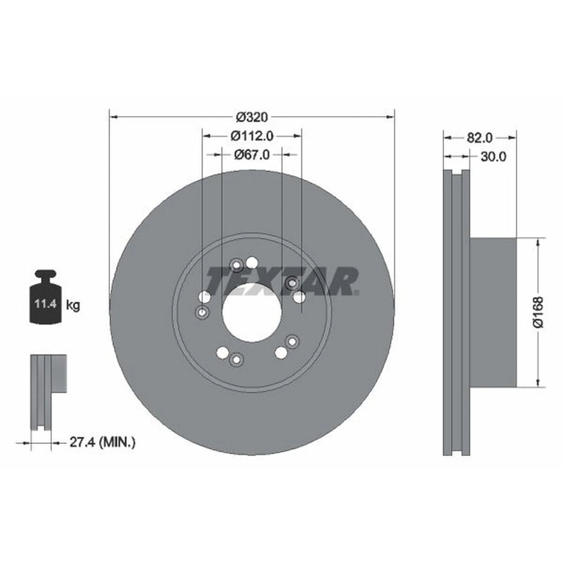 Textar 2 x Vented Front Brake Discs 92056600