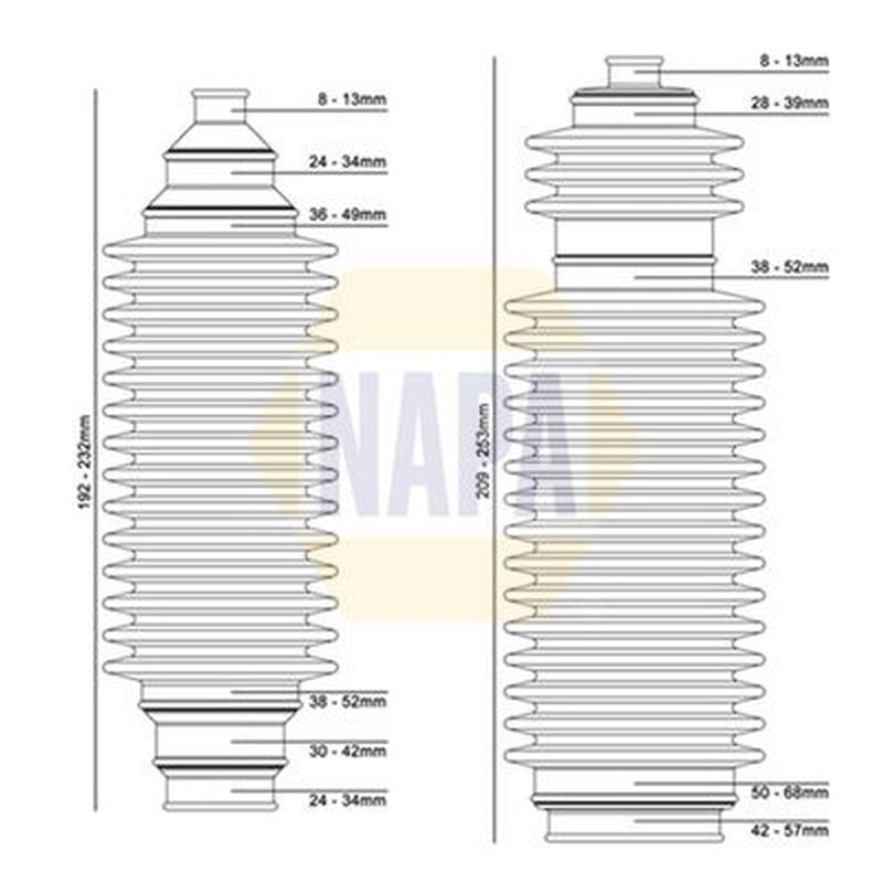 NAPA Steering Bellow Kit Front fits Alfa Romeo 164 1987-1998 2.0