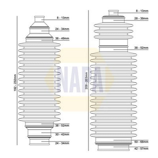 NAPA Steering Bellow Kit Front fits Alfa Romeo 164 1987-1998 2.0