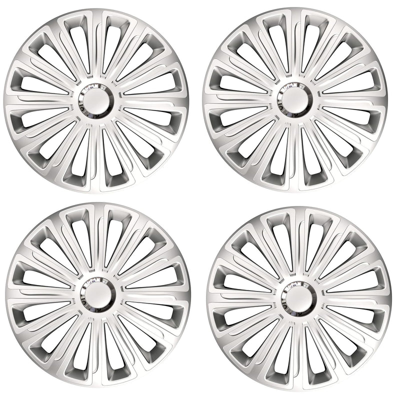 16" Silver Multi-Spoke Wheel Trims Hub Caps Covers Protectors Set of 4 ABS Versaco  - Dynamic Drive