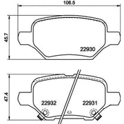 DON Rear Brake Pad Set fits Chevrolet Trax 2012 on 1.4