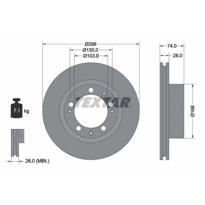 Textar 2 x Internally Vented Brake Discs 92052300
