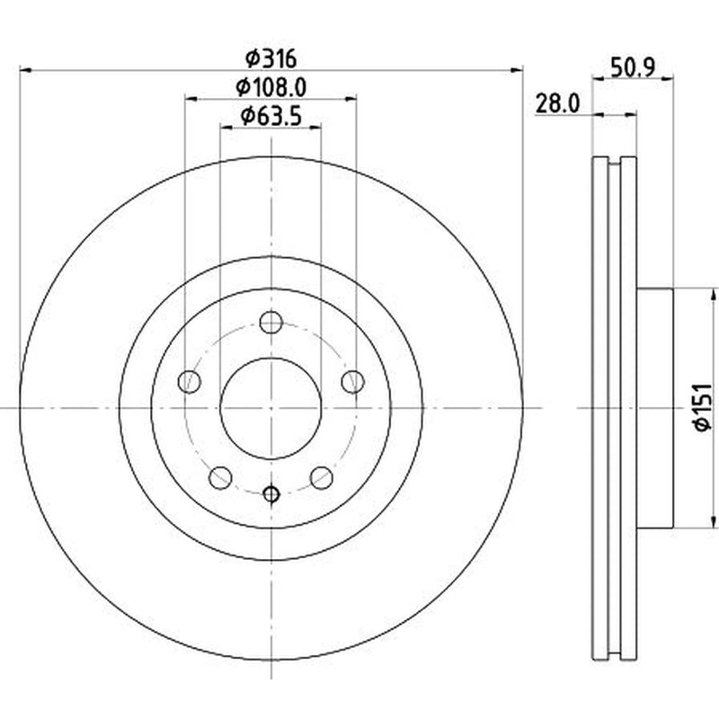 Mintex 2 x Brake Discs fits Ford Mondeo V Turnier 2014-2022 1.0 1.5 1.6 2.0