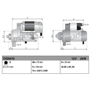 Denso Starter Motor 12V 2kW 9 Teeth fits Land Rover Discovery IV 2009-2018 3.0