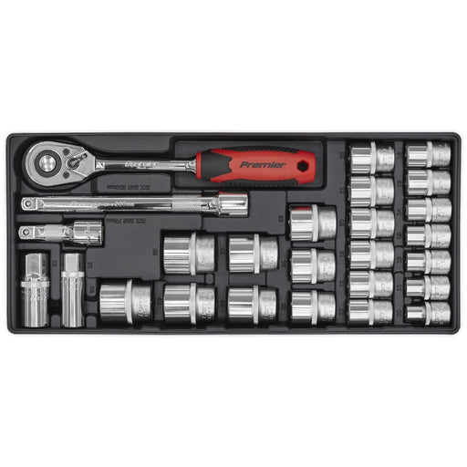 Sealey Tool Tray with Socket Set 26pc 1/2"Sq Drive TBT35 Sealey - Dynamic Drive