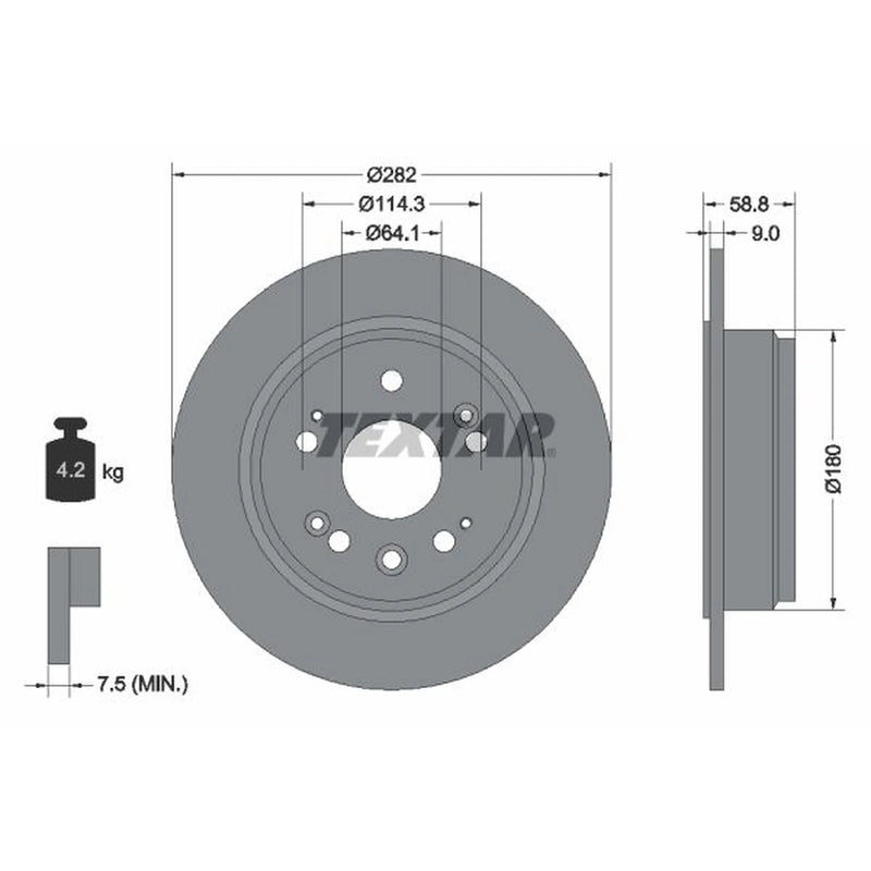 Textar 2 x Solid Rear Brake Discs 92165703-x2