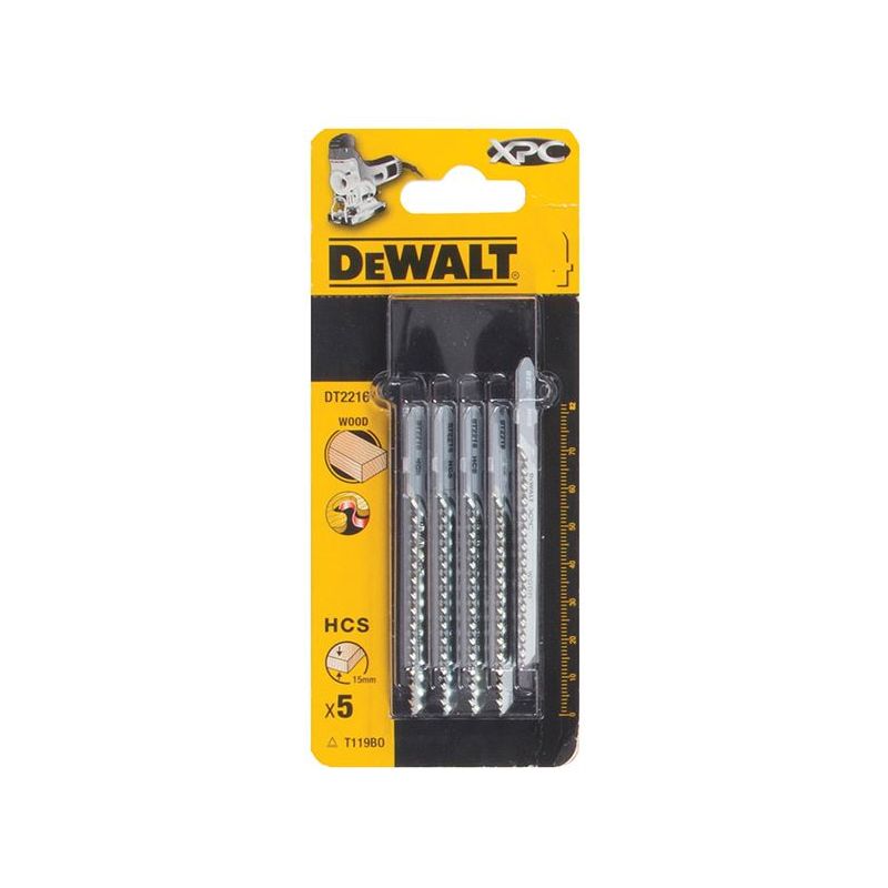 Dewalt Power Tools XPC HCS Wood Jigsaw Blades Pack of 5 T119BO DeWALT Power Tools - Dynamic Drive