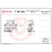 Brembo Brake Caliper Assembly Rear Right fits Nissan NV400 2011-2022
