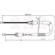 Apec Handbrake Cable Left Rear fits Ford Transit Platform 2000-2006 2.3 2.4