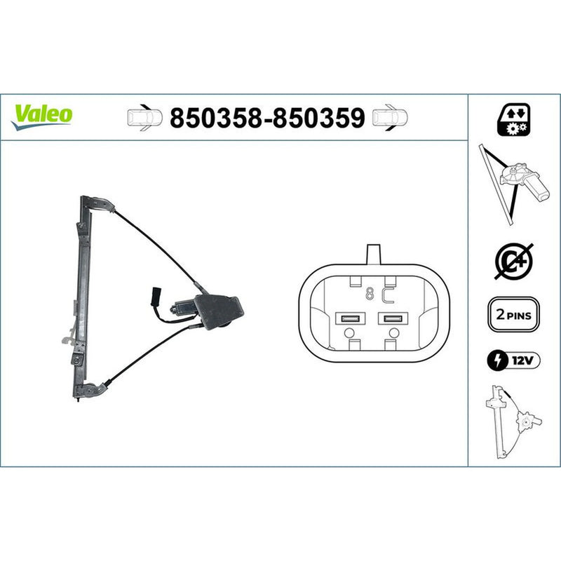 Valeo Electric Window Regulator Lifter Right Front 850359