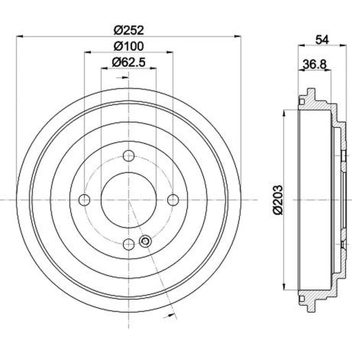 Mintex Brake Drum Assembly Rear fits Hyundai Accent IV 2010-2018 1.4 1.6