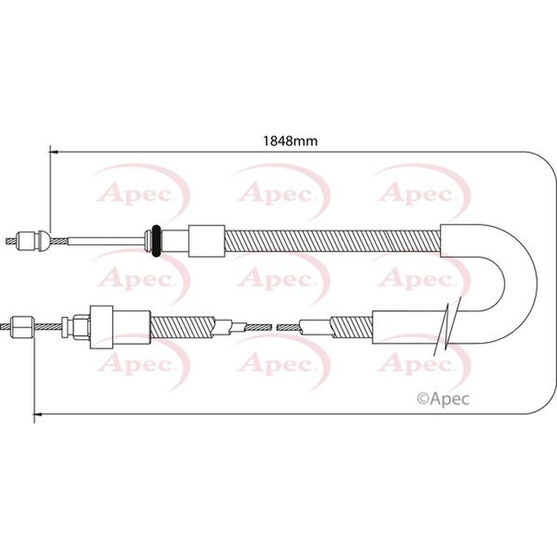 Apec Handbrake Cable Right Rear fits Citroën Berlingo / Berlingo First 1996-2011