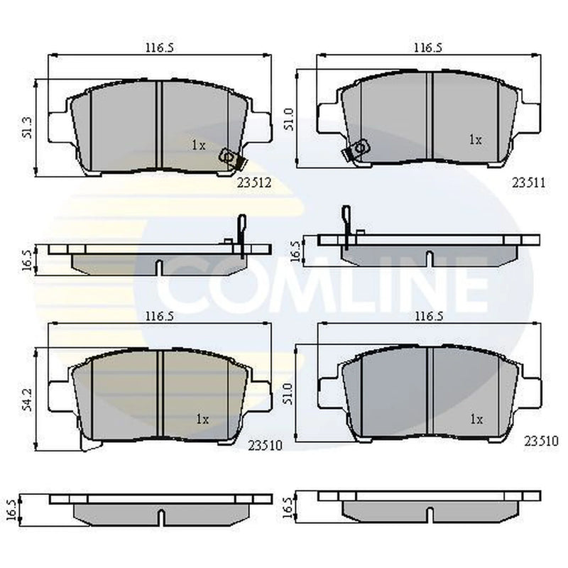 Comline 4 x Front Brake Pad Set fits Toyota Bb I 2000-2005 1.5