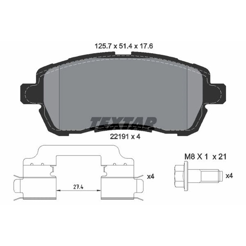 Textar Front Brake Pad Set 2219103