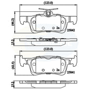 Comline 4 x Rear Brake Pad Set fits Peugeot 308 II 2013-2021 1.2 1.5 1.6 2.0