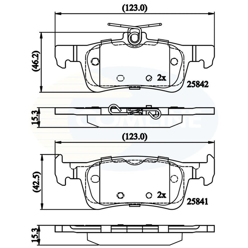 Comline 4 x Rear Brake Pad Set fits Peugeot 308 II 2013-2021 1.2 1.5 1.6 2.0