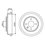 Bosch 2 x Brake Drums fits Chevrolet Aveo 2011-2015 1.2 1.3 1.4 1.6