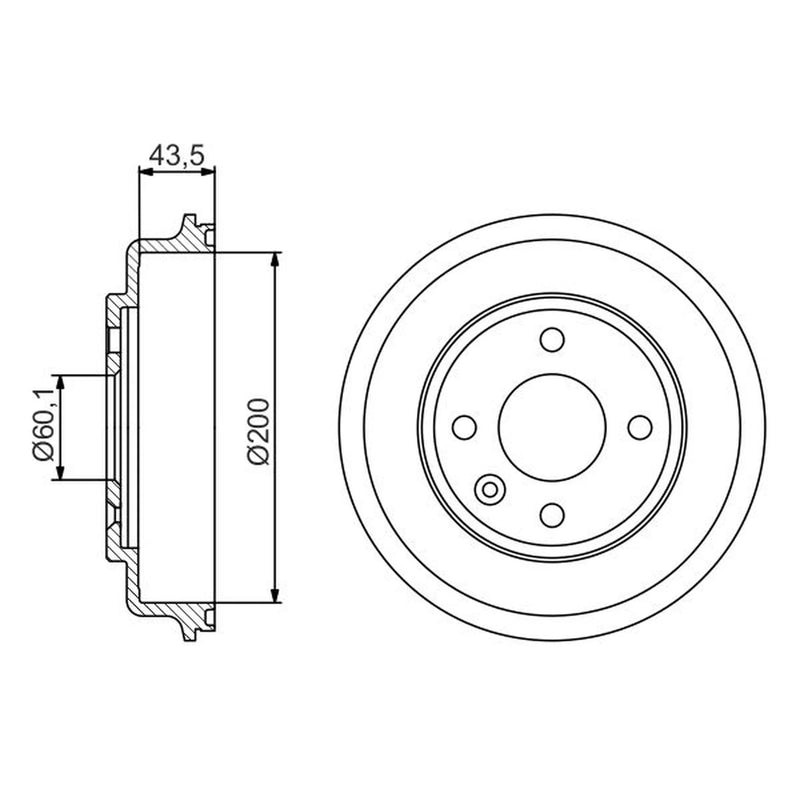 Bosch 2 x Brake Drums fits Chevrolet Aveo 2011-2015 1.2 1.3 1.4 1.6
