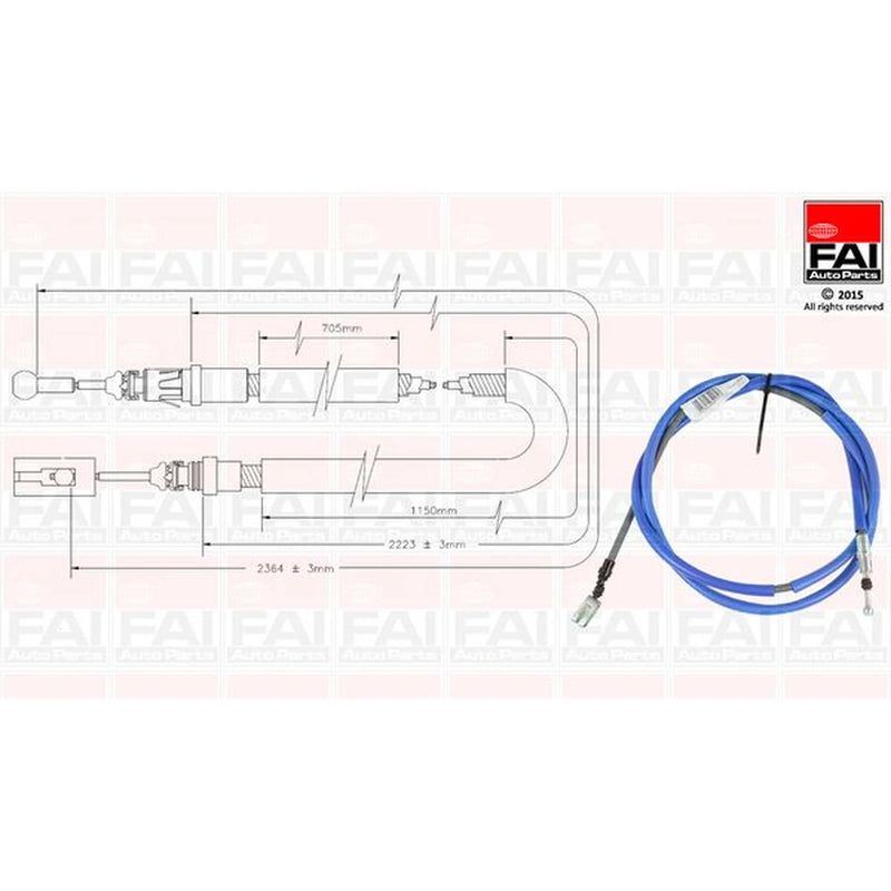FAI Handbrake Cable Left Rear fits Citroën C8 2002 on 2.0 2.2 3.0