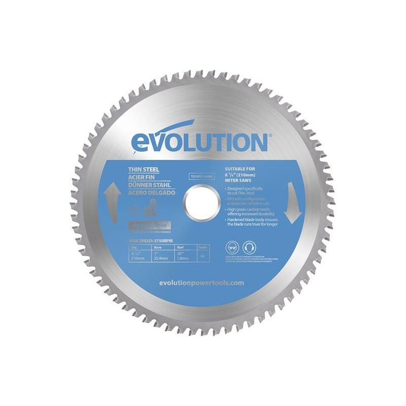 Evolution Thin Steel Cutting Mitre Saw Blade 210 x 25.4mm x 68T Evolution - Dynamic Drive