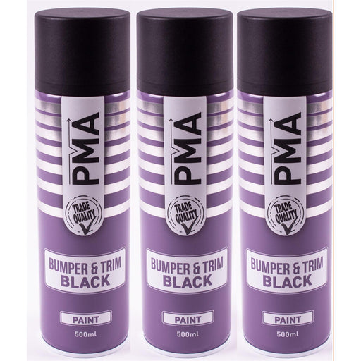 3x Autotek Professional Black Bumper and Trim 500ml Spray Paint High Coverage Autotek - Dynamic Drive