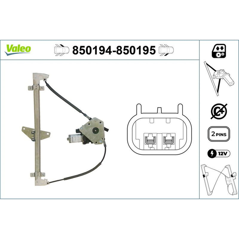 Valeo Electric Window Regulator Lifter Right Front 850195
