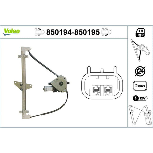 Valeo Electric Window Regulator Lifter Right Front 850195