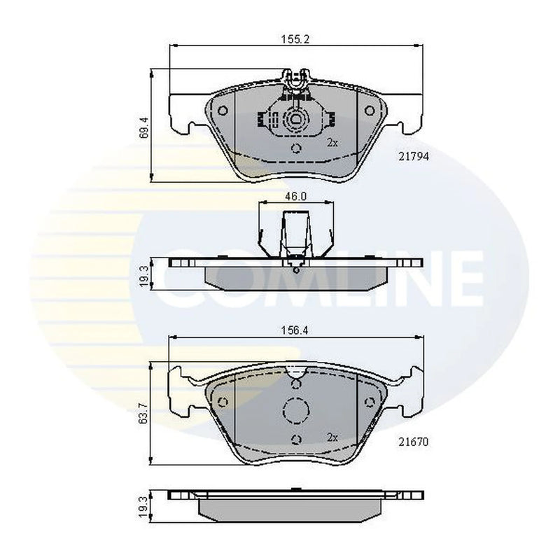 Comline 4 x Front Brake Pad Set fits Chrysler Crossfire 2003-2008 3.2