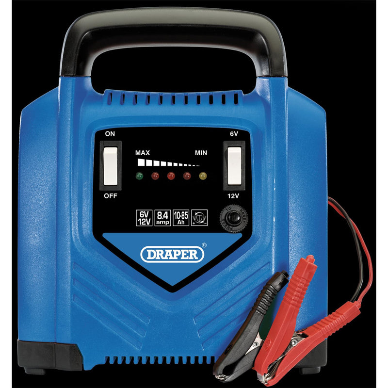Draper 6/12V Battery Charger, 8.4A, 10 - 85Ah 70546 Draper - Dynamic Drive