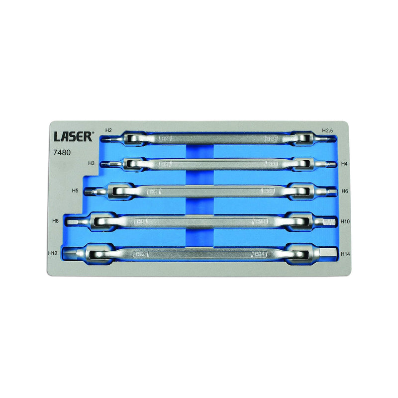 Laser Double Ended Flexible Hex Bit Set 5pc 7480 Laser - Dynamic Drive