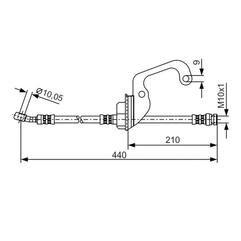 Bosch Brake Hydraulic Hose Line Front Right fits Hyundai Terracan 2001-2006