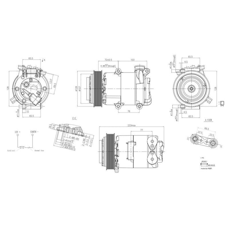 Hella Air Conditioning Compressor fits Ford Transit 2006-2014 2.3 2.4 3.2