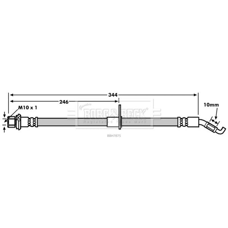 Borg & Beck Brake Hydraulic Hose Line Rear Left BBH7875