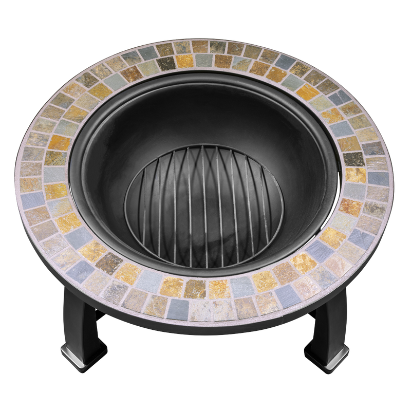 Dellonda 30" Deluxe Traditional Style Fire Pit Outdoor Heater - Slate Dellonda  - Dynamic Drive