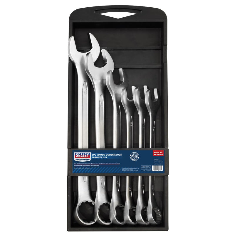 Sealey Combination Spanner Set 6pc Jumbo Metric AK63259 Sealey - Dynamic Drive