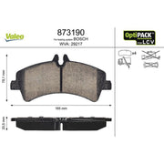 Valeo Rear Brake Pad Set 873190