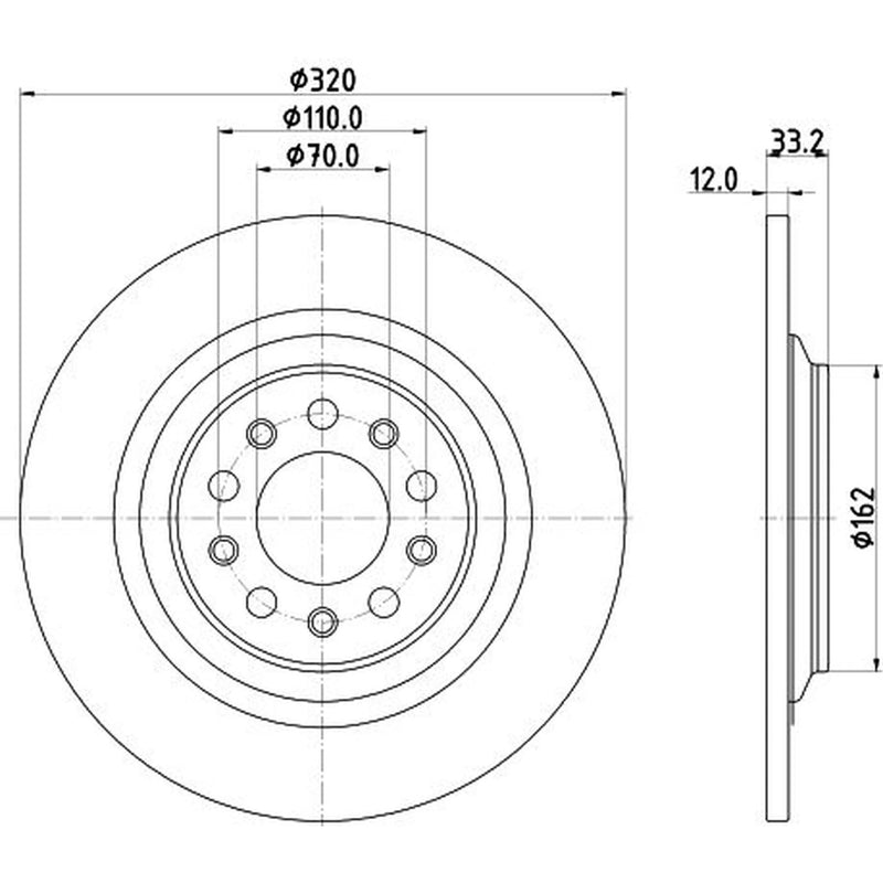 DON 2 x Solid Brake Discs fits Jeep Cherokee 2013-2018 2.0 2.2 2.4 3.2