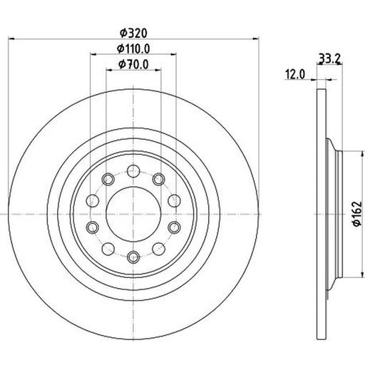 Mintex 2 x Solid Brake Discs fits Jeep Cherokee 2013-2018 2.0 2.2 2.4 3.2