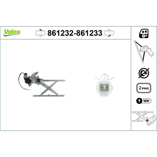 Valeo Electric Window Regulator Lifter Right Front 861233